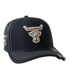 Boné Unissex Texas Farm Preto Texas Wilder Com Logo Em Marrom Ref:TF985