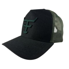 Boné Unissex Texas Farm Preto/Verde Musgo Com Logo Verde Ref TF0912