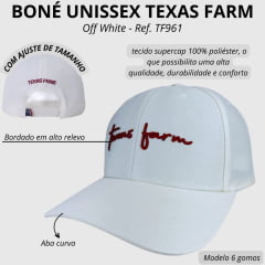 Boné Unissex Texas Farm Sleek Off White Com Logo Bordada Em Bordô Ref.TF961