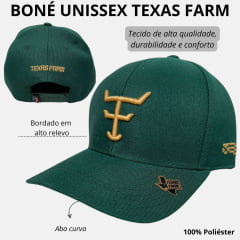 Boné Unissex Texas Farm Verde Musgo Classic Com Logo Dourado Ref:TF863