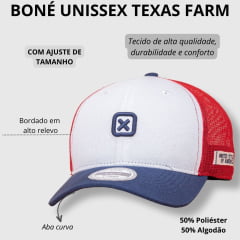 Boné Unissex TXC Custom Branco/Azul e Vermelho Com Bordado Logo Azul Ref.120101C