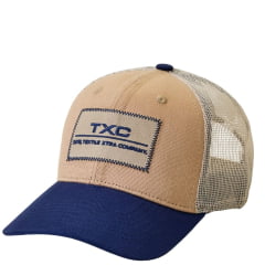 Boné Unissex TXC High Snap Sarja Areia Com Tela E Logo Bordado E Aba Azul Ref:120519C