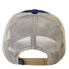 Boné Unissex TXC High Snap Sarja Azul Marinho Com Tela Bege E Logo Bordado Branco E Marrom Ref:120494C