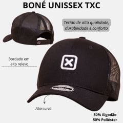 Boné Unissex TXC Preto Com Logo Bordada Em Branco Ref.120193C