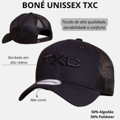 Boné Unissex TXC Preto Com Logo Bordada Em Preto Ref.111940C