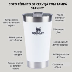 Copo Térmico Stanley P/ Cerveja C/ Tampa Branco Ref:8031