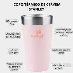 Copo Térmico Stanley P/ Cerveja S/ Tampa Rosa Claro Ref: 8135