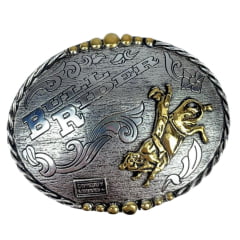 Fivela Master Western Bull Rider Prata Com Dourado Ref: 7094