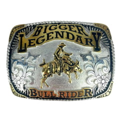 Fivela Master Western Prata Com Dourado Bull Rider Ref:578