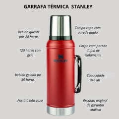 Garrafa Térmica Stanley Bottle Vermelho 946ml Ref: 8074