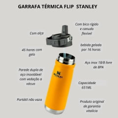 Garrafa Térmica Stanley Flip Straw Amarelo 651ml Ref:8088