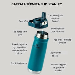 Garrafa Térmica Stanley Flip Straw Azul 651ml Ref:8080
