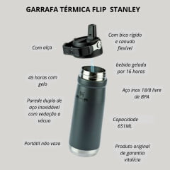 Garrafa Térmica Stanley Flip Straw Cinza 651ml Ref:8082