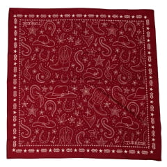 Lenço Feminino Turkese Texas Holdem Bordô Estampado 65X68CM Ref:LE11501