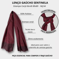 Lenço Gaúcho Unissex Sentinela Carijó Várias Cores 80x80cm