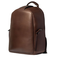 Mochila Masculina PelliBrasil 100% Couro Marrom Conhaque Antifurto Para Notebook Até 15" Pearson Texas Ref: 2148