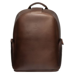 Mochila Masculina PelliBrasil 100% Couro Marrom Conhaque Antifurto Para Notebook Até 15" Pearson Texas Ref: 2148