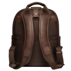 Mochila Masculina PelliBrasil 100% Couro Marrom Conhaque Antifurto Para Notebook Até 15" Pearson Texas Ref: 2148