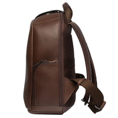 Mochila Masculina PelliBrasil 100% Couro Marrom Conhaque Antifurto Para Notebook Até 15" Pearson Texas Ref: 2148