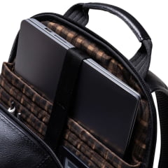 Mochila Masculina PelliBrasil 100% Couro Preto Antifurto Para Notebook Até 15" Pearson Texas Ref: 2148