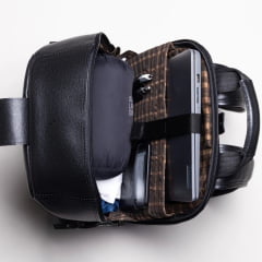 Mochila Masculina PelliBrasil 100% Couro Preto Antifurto Para Notebook Até 15" Pearson Texas Ref: 2148