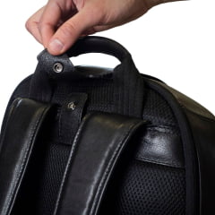 Mochila Masculina PelliBrasil 100% Couro Preto Antifurto Para Notebook Até 15" Pearson Texas Ref: 2148
