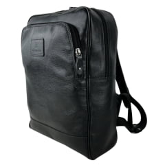 Mochila Masculina PelliBrasil 100% Couro Preto Para Notebook Até 15" Ref: 2035