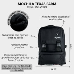 Mochila Texas Farm Preta Standard REF: MC004