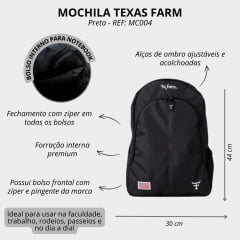 Mochila Texas Farm Preta Standard REF: MC004
