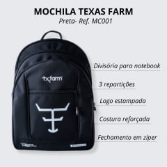 Mochila Texas Farm Preta TX Journy Unissex - Ref. MC001