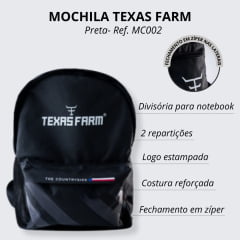 Mochila Texas Farm Preta TX Load Unissex - Ref. MC002