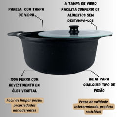 Panela-Caçarola Alfa Ferro Tampa Vidro Nº30 7,5 L Ref:1833