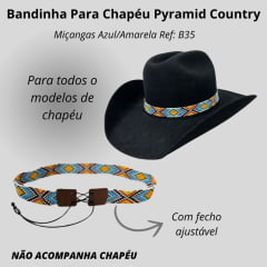 Bandinha Feminina Pyramid Country Azul Claro/ Amarela De Miçangas Larga De Amarrar Ref:B35