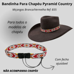 Bandinha Feminina Pyramid Country Branca/Vermelha De Miçanga Larga De Amarrar Ref:B35