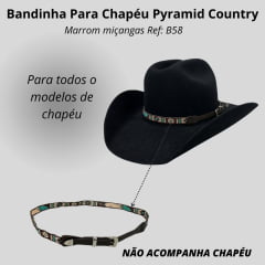 Bandinha Feminina Pyramid Country Marrom/ Azul De Miçanga Com Ponta De Couro E Fivela Ref:B58