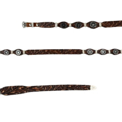 Bandinha Feminina Pyramid Country Marrom Claro Bordada/ Charroa Com Aplique De Metal Ref: B27