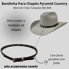 Bandinha Feminina Pyramid Country Marrom De Pelo Com Cravos Turquesa E Strass Furta Cor Ref:B44