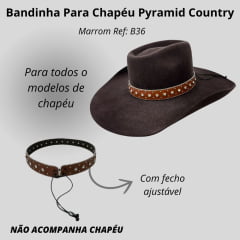 Bandinha Feminina Pyramid Country Marrom Larga Com Strass E Cravo De Amarrar Ref:B36