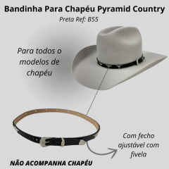 Bandinha Feminina Pyramid Country Preta Reta Lisa Com Aplique Longhorn Ref:B55