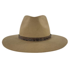 Chapéu Country De Feltro Marcatto Camel Com Abridor De Garrafa Bandinha Em Couro Carneira Em Tecido Ref:14808
