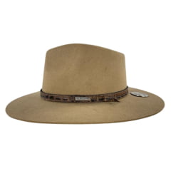 Chapéu Country De Feltro Marcatto Camel Com Abridor De Garrafa Bandinha Em Couro Carneira Em Tecido Ref:14808