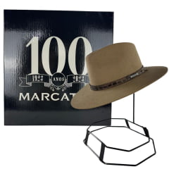 Chapéu Country De Feltro Marcatto Camel Com Abridor De Garrafa Bandinha Em Couro Carneira Em Tecido Ref:14808