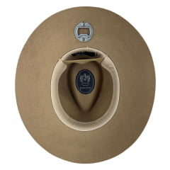Chapéu Country De Feltro Marcatto Camel Com Abridor De Garrafa Bandinha Em Couro Carneira Em Tecido Ref:14808