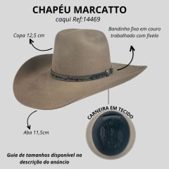 Chapéu Country De Feltro Marcatto Caqui  Abridor Garrafa Bandinha Em Couro Carneira Em Tecido REF:14469