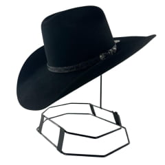 Chapéu Country De Feltro Marcatto Preto Abridor Garrafa Bandinha Em Couro Carneira Em Tecido Ref:14469