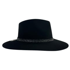 Chapéu Country De Feltro Marcatto Preto Com Abridor De Garrafa Bandinha Em Couro Carneira Em Tecido Ref:14808