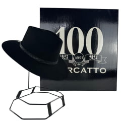 Chapéu Country De Feltro Marcatto Preto Com Abridor De Garrafa Bandinha Em Couro Carneira Em Tecido Ref:14808