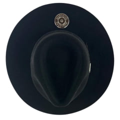 Chapéu Country De Feltro Marcatto Preto Com Abridor De Garrafa Bandinha Em Couro Carneira Em Tecido Ref:14808
