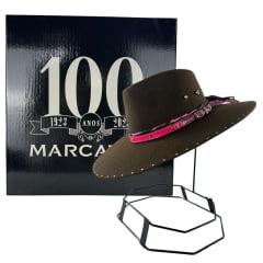 Chapéu Country De Feltro Marcatto Tabaco Com Pink Bandinha Rosa Em Couro Com Strass Carneira Em Tecido Ref: 14714