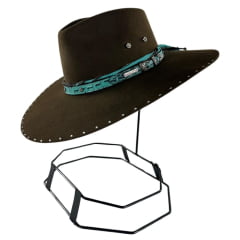 Chapéu Country De Feltro Marcatto Tabaco Com Verde Bandinha Verde Em Couro Com Strass Carneira Em Tecido Ref: 14714